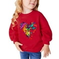 thumbnail image 1 of Odeerbi Kids Girls Crewneck Sweatshirts Pullover Sweatshirts Children's Fall Winter Sweatshirt Heart Print Long Sleeve Sweater Top Red, 1 of 5