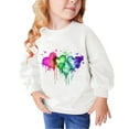 thumbnail image 1 of Odeerbi Kids Girls Crewneck Sweatshirts Pullover Sweatshirts Children's Fall Winter Sweatshirt Heart Print Long Sleeve Sweater Top White, 1 of 5