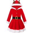 thumbnail image 1 of Odeerbi Kids Girls Cute Christmas Santa Claus Hooded Dresses Spring Fall Long Sleeve Cotton Dress Children's Fashion Plush A-Line Dress Kids Girls Clothes, 1 of 1
