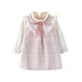 thumbnail image 1 of Odeerbi Kids Girls Cute Cotton Knit Dresses Spring Summer Long Sleeve Bow Lace Princess Dress Kids Girls Clothes, 1 of 8