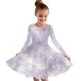 thumbnail image 1 of Odeerbi Kids Girls Fall Long Sleeve Tie-dye Dress Party Swing A Line Dress Casual Strechy Crewneck Flowy Dress Twirly School Recital Dress Dark Gray, 1 of 4