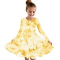 thumbnail image 1 of Odeerbi Kids Girls Fall Long Sleeve Tie-dye Dress Party Swing A Line Dress Casual Strechy Crewneck Flowy Dress Twirly School Recital Dress Yellow, 1 of 4