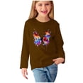 thumbnail image 1 of Odeerbi Kids Girls Fall Winter Basic Layering T-Shirt Cute Print Basic Tees Long Sleeve Shirts Cute Crewneck Tops Dressy Casual Blouses Base Layer Kids Clothes Brown, 1 of 5