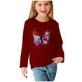thumbnail image 1 of Odeerbi Kids Girls Fall Winter Basic Layering T-Shirt Cute Print Basic Tees Long Sleeve Shirts Cute Crewneck Tops Dressy Casual Blouses Base Layer Kids Clothes Burgundy, 1 of 5