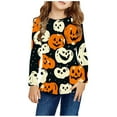 thumbnail image 1 of Odeerbi Kids Girls Fall Winter Basic Layering T-Shirt Halloween Basic Tees 3-14 Years Kids Long Sleeve Shirt Halloween Pullover Base Layer Shirts Kids Clothes Orange, 1 of 6