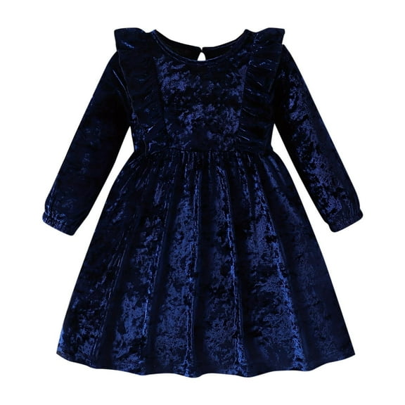 Odeerbi Kids Girls Fall Winter Corduroy Dresses Christmas Cute Ruffle Princess Dress Long Sleeve Round Neck Dress Kids Girls Clothes