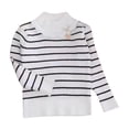 thumbnail image 1 of Odeerbi Kids Girls Fall Winter Cotton Basic Layering T-Shirt Striped Knitted Basic Tees Children Long Sleeve Warm Turtleneck Thickened Sweater Kids Clothes White, 1 of 3