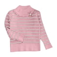 thumbnail image 1 of Odeerbi Kids Girls Fall Winter Cotton Basic Layering T-Shirt Striped Knitted Basic Tees Children Long Sleeve Warm Turtleneck Thickened Sweater Kids Clothes Pink, 1 of 3