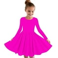 thumbnail image 1 of Odeerbi Kids Girls Fall Winter Flowy Princess Dresses Long Sleeve Stretchy Dress A Line Twirly Skater School Recital Dress Hot Pink, 1 of 5