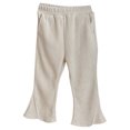 thumbnail image 1 of Odeerbi Kids Girls Flared Pants Rib Knit Cotton Long Pants 1-10 Years Cute Side Slit Solid Color Versatile Mid Waist Bell Bottom Pants Beige, 1 of 6