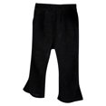 thumbnail image 1 of Odeerbi Kids Girls Flared Pants Rib Knit Cotton Long Pants 1-10 Years Cute Side Slit Solid Color Versatile Mid Waist Bell Bottom Pants Black, 1 of 1