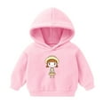 thumbnail image 1 of Odeerbi Kids Girls Fleece Hoodies Printed Pullover Hooded Sweatshirts Fashion Casual Long Sleeve Printing Hooded Sweatshirt Tops Pink, 1 of 3