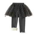 thumbnail image 1 of Odeerbi Kids Girls Fleece Lined Leggings with Skirt Sequin Tutu Pants Winter Warm Leggings Elastic Cotton Pants Gray 7-8 Years, 1 of 1