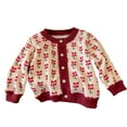 thumbnail image 1 of Odeerbi Kids Girls Floral Cardigan Cute Printed Fall Winter Warm Coat 1-10 Years Long Sleeve Jacket Children's Clothes Red, 1 of 3