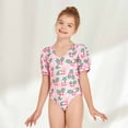 thumbnail image 1 of Odeerbi Kids Girls Floral One-piece Swimsuit Baby Surfing Swimsuit Children's Flower Print Short Sleeve Swimwear Bathing Suit Swimming Suit Pink 10 Years, 1 of 9
