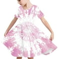 thumbnail image 1 of Odeerbi Kids Girls Gradient Tie-Dye Skater Dress Summer Cute Flared Swing Dress Kids Short Sleeve Stretchy A Line Dress Kids Girls Clothes, 1 of 7