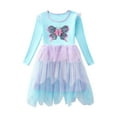 thumbnail image 1 of Odeerbi Kids Girls Gradient Tulle Dress Cute Butterfly Print Tiered Dress Kids Fashion Solid Color Mesh Long Sleeve Dress Kids Girls Clothes, 1 of 9