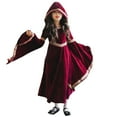 thumbnail image 1 of Odeerbi Kids Girls Halloween Dresses Role Play Stage Performance Dress Outfits New Pattern Long Sleeve Velvet Court Style Dress Watermelon Red, 1 of 6