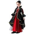 thumbnail image 1 of Odeerbi Kids Girls Halloween Skirt Set Renaissance Court Queen Princess Dress Up Clothes Kids Fashion Cute Role Play Party Clothing Tulle Dress Necklace Hat Set Black, 1 of 8