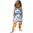 thumbnail image 1 of Odeerbi Kids Girls Halloween Sleeveless Jumpsuit Strap Romper Kids Comfortable Cute Halloween Print Suspenders Leisure Long Pants Kids Clothes Light Blue, 1 of 5