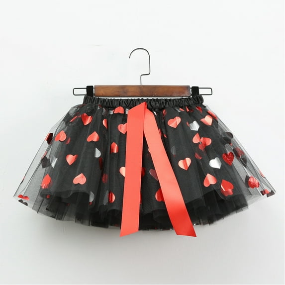 Odeerbi Kids Girls Halloween Tulle Tutu Skirt Halloween New Puff Skirt Printed Mesh Pumpkin Skirt Childrens Short Skirt Red