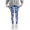 thumbnail image 1 of Odeerbi Kids Girls Leggings Camouflage Stretchy Tights Pants High Waist Camouflage Printed Pants Stretchy Soft Tights Kids Summer School Wearing Blue, 1 of 5
