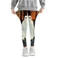 thumbnail image 1 of Odeerbi Kids Girls Leggings Halloween Ghost Print Stretchy Tights Pants 3-8 Years Kids Soft Comfortable Ankle Length Printed Leggings White, 1 of 5