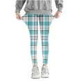 thumbnail image 1 of Odeerbi Kids Girls Leggings Plaid Stretchy Tights Pants Lattice Printed Pants High Waist Stretchy Soft Tights Kids Summer School Wearing Blue, 1 of 5