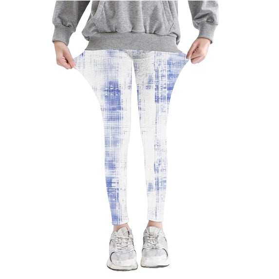 Odeerbi Kids Girls Leggings Tie-dye Stretchy Tights Pants Gradient Printed Pants High Waist Stretchy Soft Tights Kids Summer School Wearing Blue