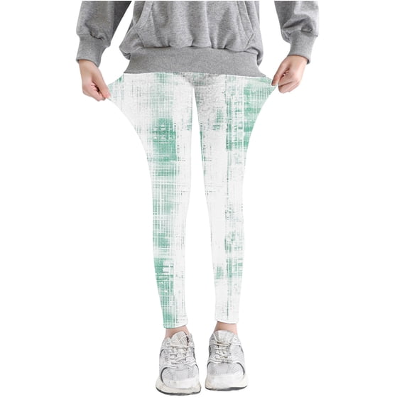 Odeerbi Kids Girls Leggings Tie-dye Stretchy Tights Pants Gradient Printed Pants High Waist Stretchy Soft Tights Kids Summer School Wearing Green