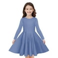 thumbnail image 1 of Odeerbi Kids Girls Long Sleeve A-Line Dress Spring Cute Flared Swing Dress Solid Color Stretchy Skater Dress Twirly School Recital Dress Kids Girls Clothes, 1 of 9