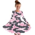 thumbnail image 1 of Odeerbi Kids Girls Long Sleeve Ballet Skater Dress Camouflage Printed Elastic Twirly A-line Dress School Recital Round Neck Dress Kids Girls Clothes, 1 of 4
