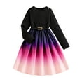 thumbnail image 1 of Odeerbi Kids Girls Long Sleeve Gradient Chiffon Dresses Spring Fall Cute A-Line Dress Solid Color Round Neck Swing Dress Kids Girls Clothes, 1 of 8