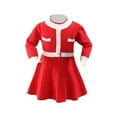 thumbnail image 1 of Odeerbi Kids Girls Long Sleeve Sweater Dress Fall Winter Knitted Cotton Dress Fashion Sweet New Solid Color Pleated Round Neck Long Dress Kids Clothes Red, 1 of 4