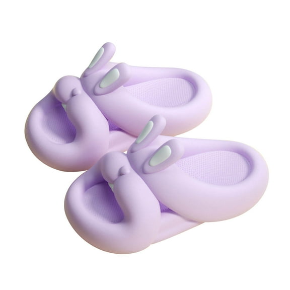Odeerbi Kids Girls Non Slip Cartoon Slippers Toddler Baby Cute Rabbit Slippers EVA Soft Non-slip Slippers Thick Sole Outdoor Slippers Purple 6-7 Years