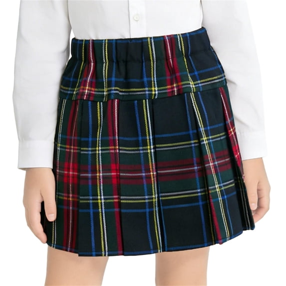 Odeerbi Kids Girls Plaid Pleated Skirt High Waist School Uniform Skirt