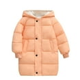 thumbnail image 1 of Odeerbi Kids Girls Puffer Jacket Winter Coats Padded Coat New Winter Solid Color Down Jacket Long Sleeve Hooded Heavy Coat Childern Casual Outerwear Orange, 1 of 5