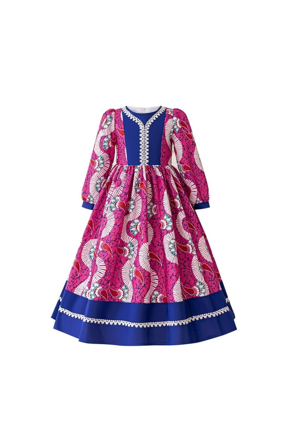 Kids Girls Retro Vintage Muslim Dress Embroidered Islamic Prayer Dress Cotton Princess Evening Dress Gowns Formal Dresses Long Sleeve Robe Kids Girls Clothes