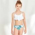 thumbnail image 1 of Odeerbi Kids Girls Ruffle Bikini Sets Two Piece Swimsuit Baby Children's Swimwear Scollop Sleeveless Split Swimsuit Bikini Bathing Suit Swimming Set White 8 Years, 1 of 1