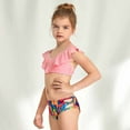thumbnail image 1 of Odeerbi Kids Girls Ruffle Bikini Sets Two Piece Swimsuit Baby Children's Swimwear Scollop Sleeveless Split Swimsuit Bikini Bathing Suit Swimming Set Pink 11-12 Years, 1 of 9