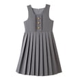 thumbnail image 1 of Odeerbi Kids Girls School Uniform Tank Dress Solid Color Sleeveless A-Line Pleated Dress, 1 of 5