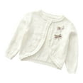 thumbnail image 1 of Odeerbi Kids Girls Shrugs Dress Cover Up Cropped Cardigan Fashionable Loose Button Cardigan Perforated Round Neck Long Sleeve Casual Tops White, 1 of 4