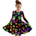 thumbnail image 1 of Odeerbi Kids Girls Skater Twirl A-Line Dress Long Sleeve Pleated Dancing Dress Spring Fall Dress 4-14 Years Children Oil Painting Printed Princess Dress Kids Clothes Multicolor, 1 of 4