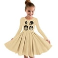 thumbnail image 1 of Odeerbi Kids Girls Skater Twirl A-Line Dress Long Sleeve Pleated Dancing Dress Spring Fall Dress 4-14 Years Kids Sports Ball Printed Princess Dress Kids Clothes Khaki, 1 of 3