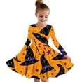 thumbnail image 1 of Odeerbi Kids Girls Skater Twirl A-Line Dress Long Sleeve Pleated Dancing Dress Spring Fall Halloween Dress 4-14 Years Children Halloween Printed Princess Dress Kids Clothes Orange, 1 of 4