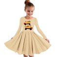 thumbnail image 1 of Odeerbi Kids Girls Skater Twirl A-Line Dress Long Sleeve Pleated Dancing Dress Spring Fall Christmas Dress 4-14 Years Children Christmas Printed Princess Dress Kids Clothes Khaki, 1 of 3