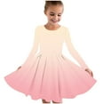 thumbnail image 1 of Odeerbi Kids Girls Skater Twirl A-Line Dress Long Sleeve Pleated Dancing Dress Spring Fall Gradient Dress Stretchy Twirly Skater School Recital Dress Kids Clothes Pink, 1 of 5