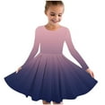 thumbnail image 1 of Odeerbi Kids Girls Skater Twirl A-Line Dress Long Sleeve Pleated Dancing Dress Spring Fall Gradient Dress Stretchy Twirly Skater School Recital Dress Kids Clothes Pink, 1 of 5