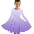 thumbnail image 1 of Odeerbi Kids Girls Skater Twirl A-Line Dress Long Sleeve Pleated Dancing Dress Spring Fall Gradient Dress Stretchy Twirly Skater School Recital Dress Kids Clothes Purple, 1 of 5