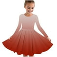 thumbnail image 1 of Odeerbi Kids Girls Skater Twirl A-Line Dress Long Sleeve Pleated Dancing Dress Spring Fall Gradient Dress Stretchy Twirly Skater School Recital Dress Kids Clothes Red, 1 of 5